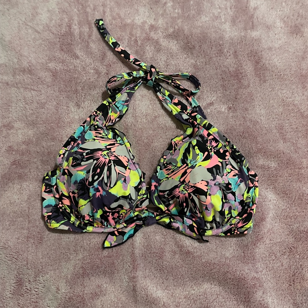 EUC Victoria's Secret Neon Floral Bikini Top